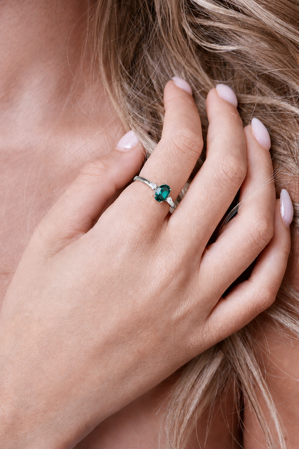 May Birthstone Ring - Silver