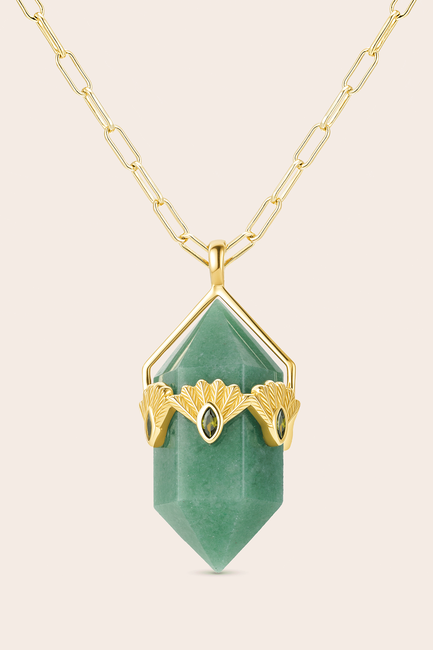 Aventurine Fantail Necklace - Gold