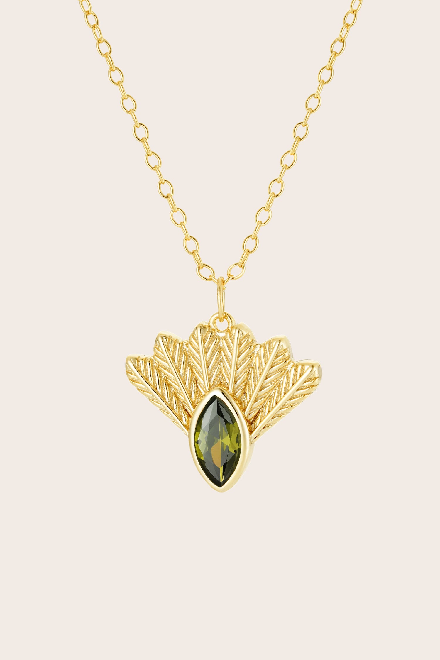 Fantail Messenger Necklace Olive - Gold