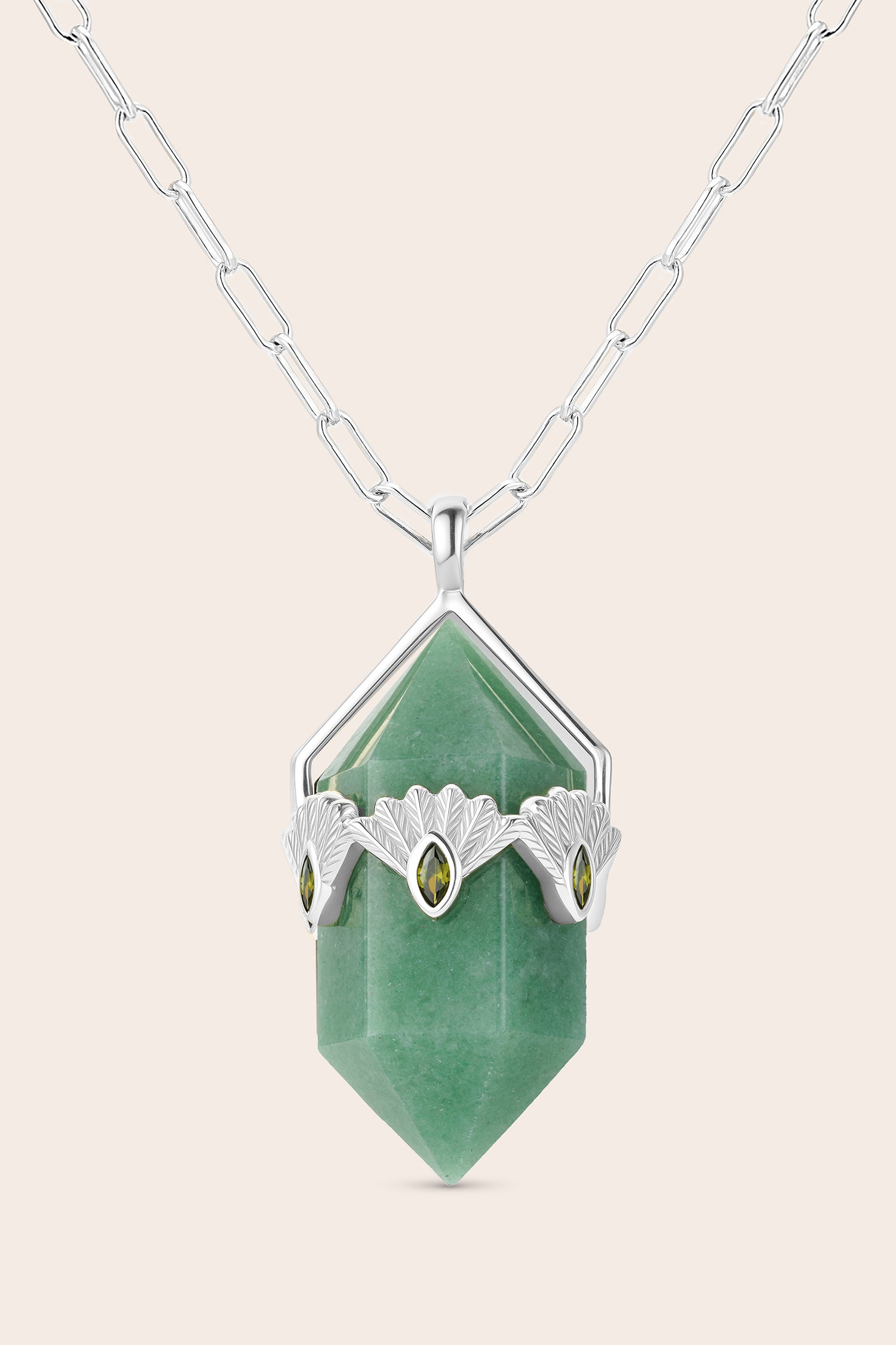 Aventurine Fantail Necklace - Silver