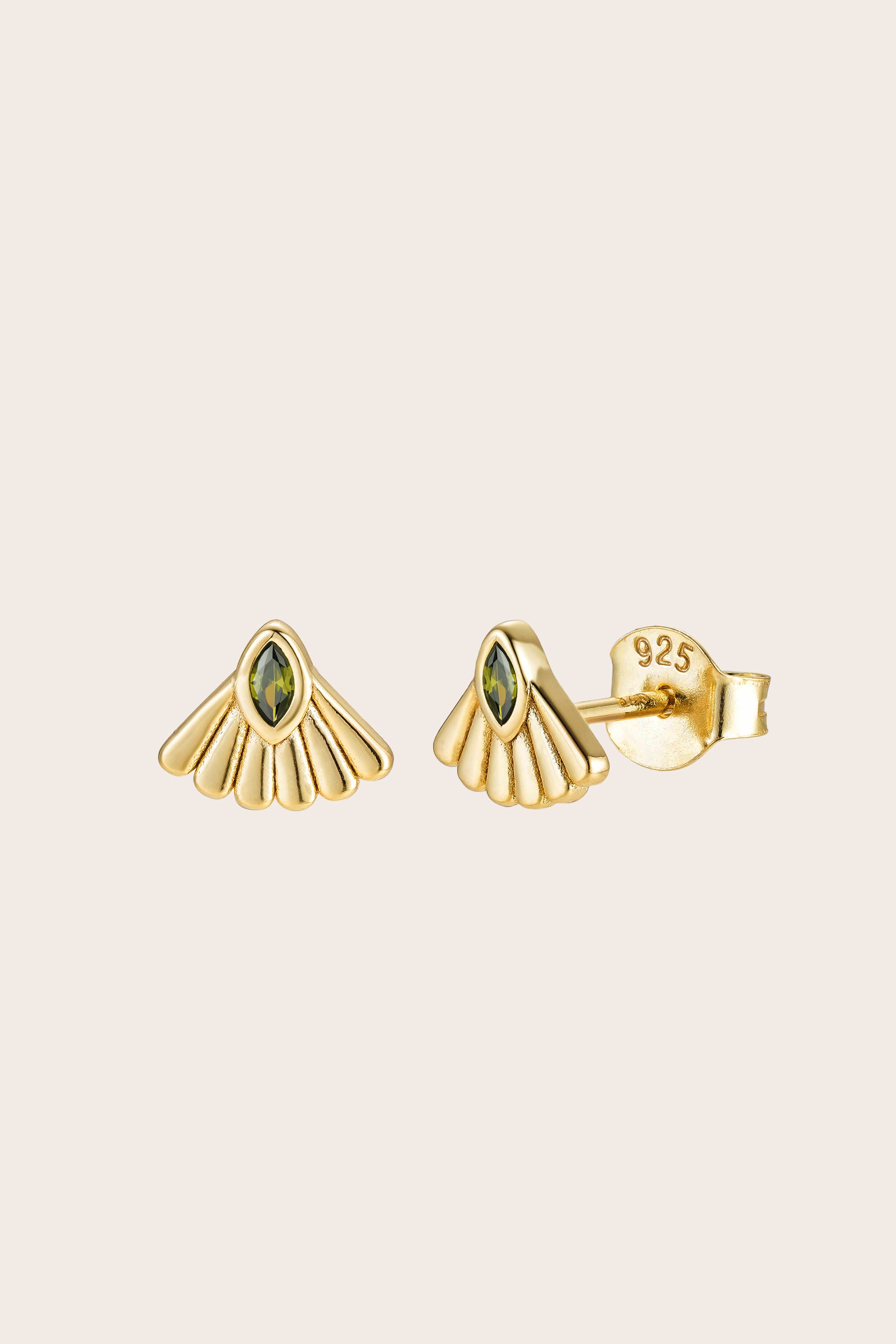 Fantail Studs Olive - Gold