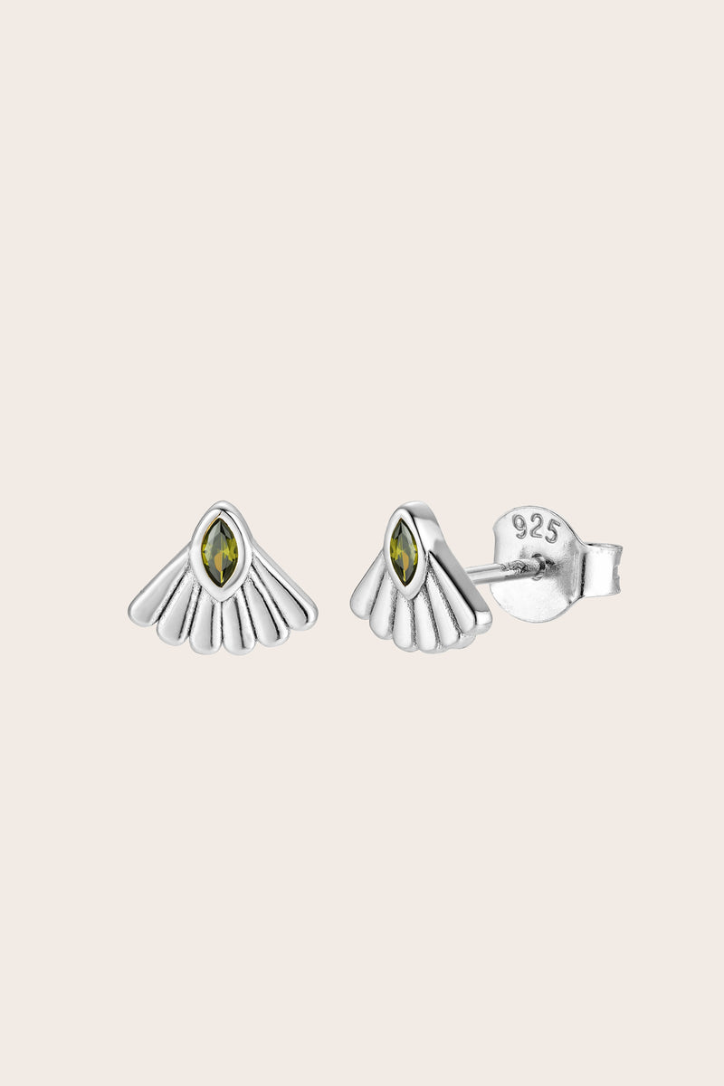 Fantail Studs Olive - Silver