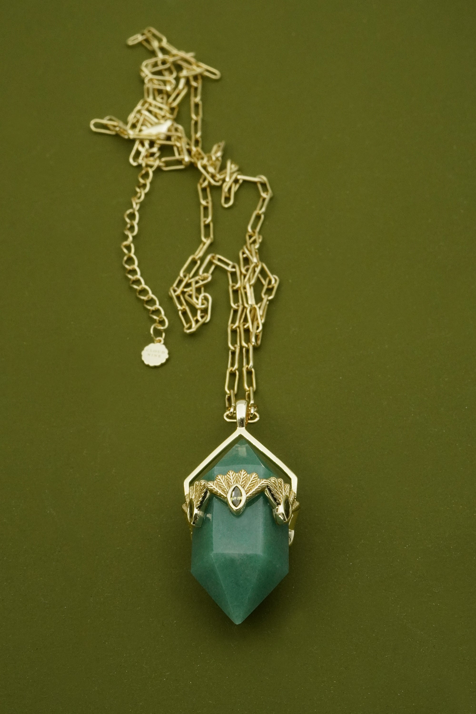 Aventurine Fantail Necklace - Gold
