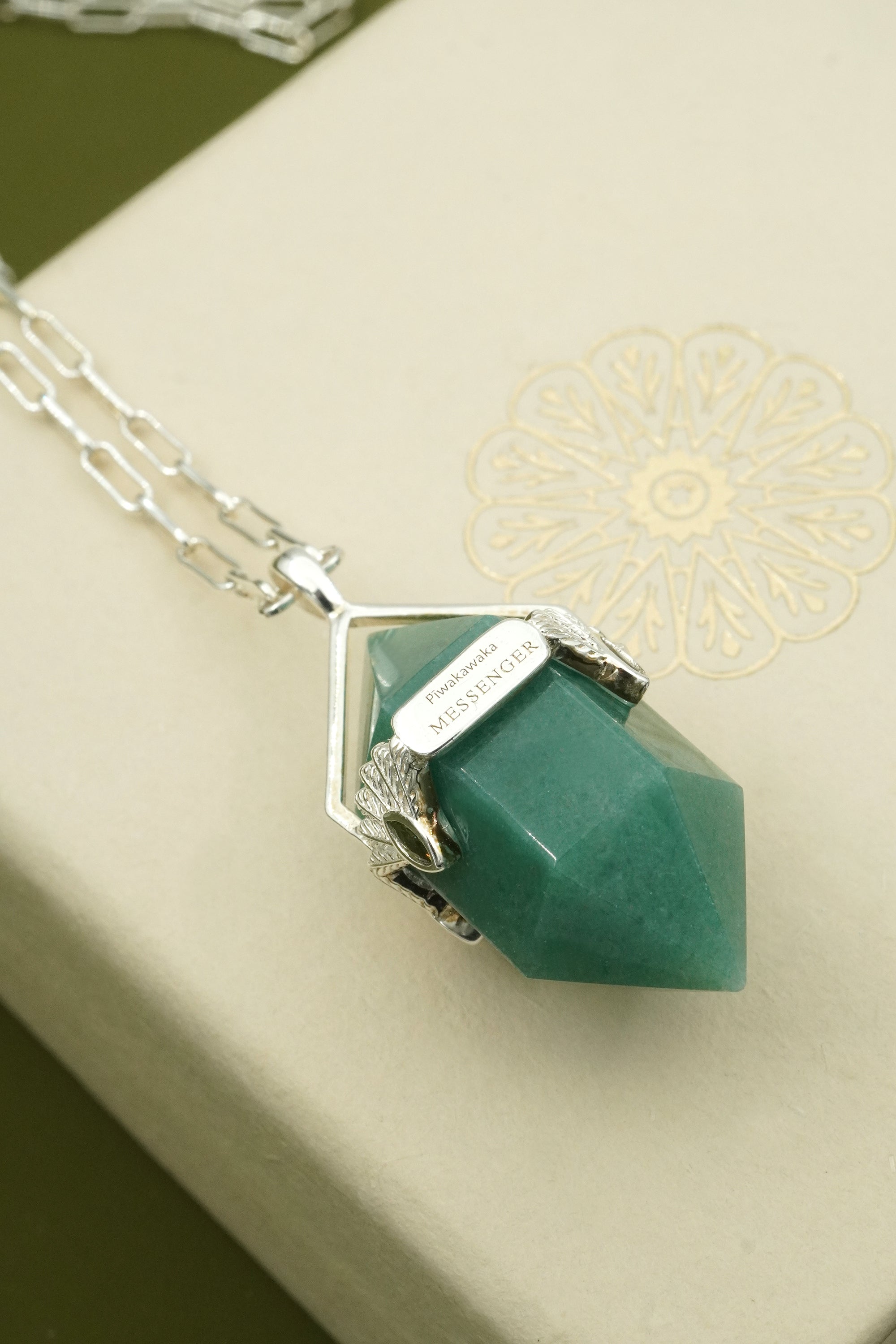 Aventurine Fantail Necklace - Silver