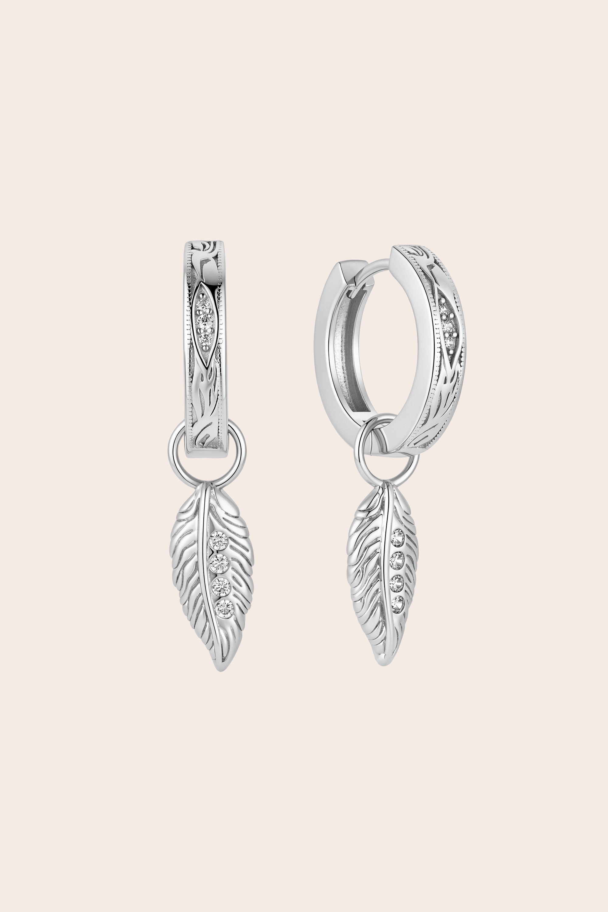Trust The Path Feather Hoops - Silver