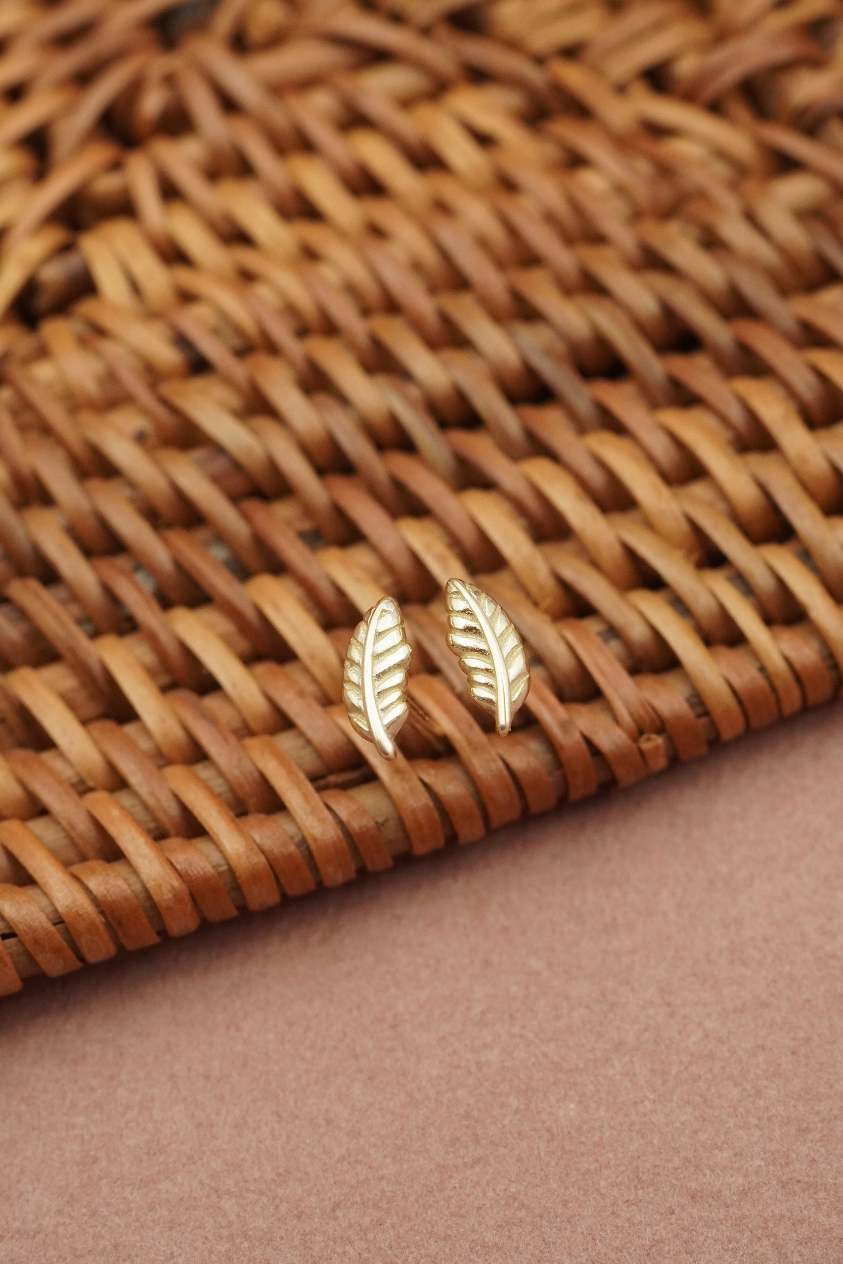 Trust The Path Feather Studs- Gold