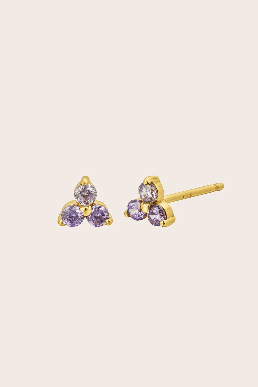 Gold Birthstone Studs - February/Amethyst