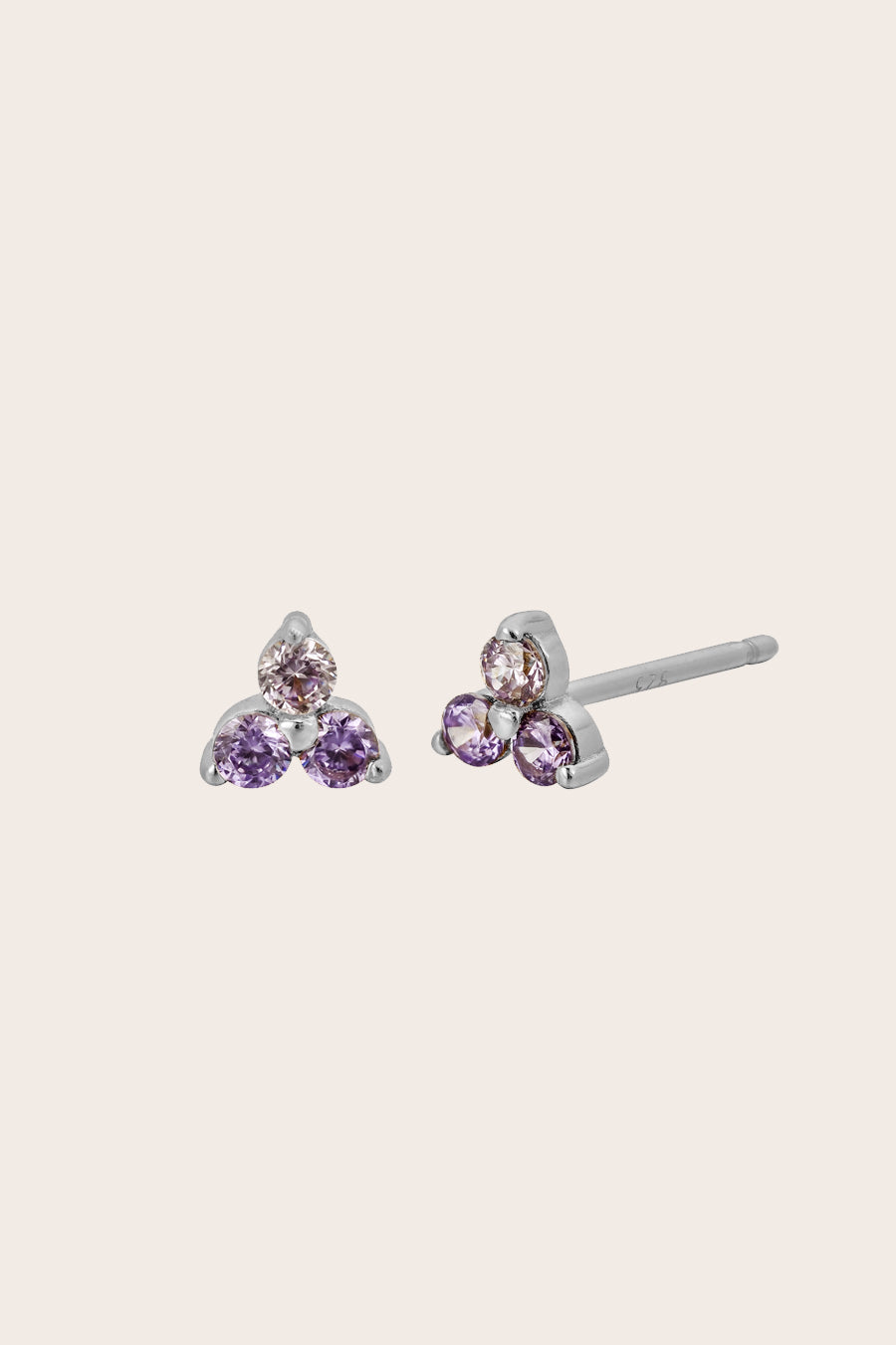 Silver Birthstone Studs - February/Amethyst