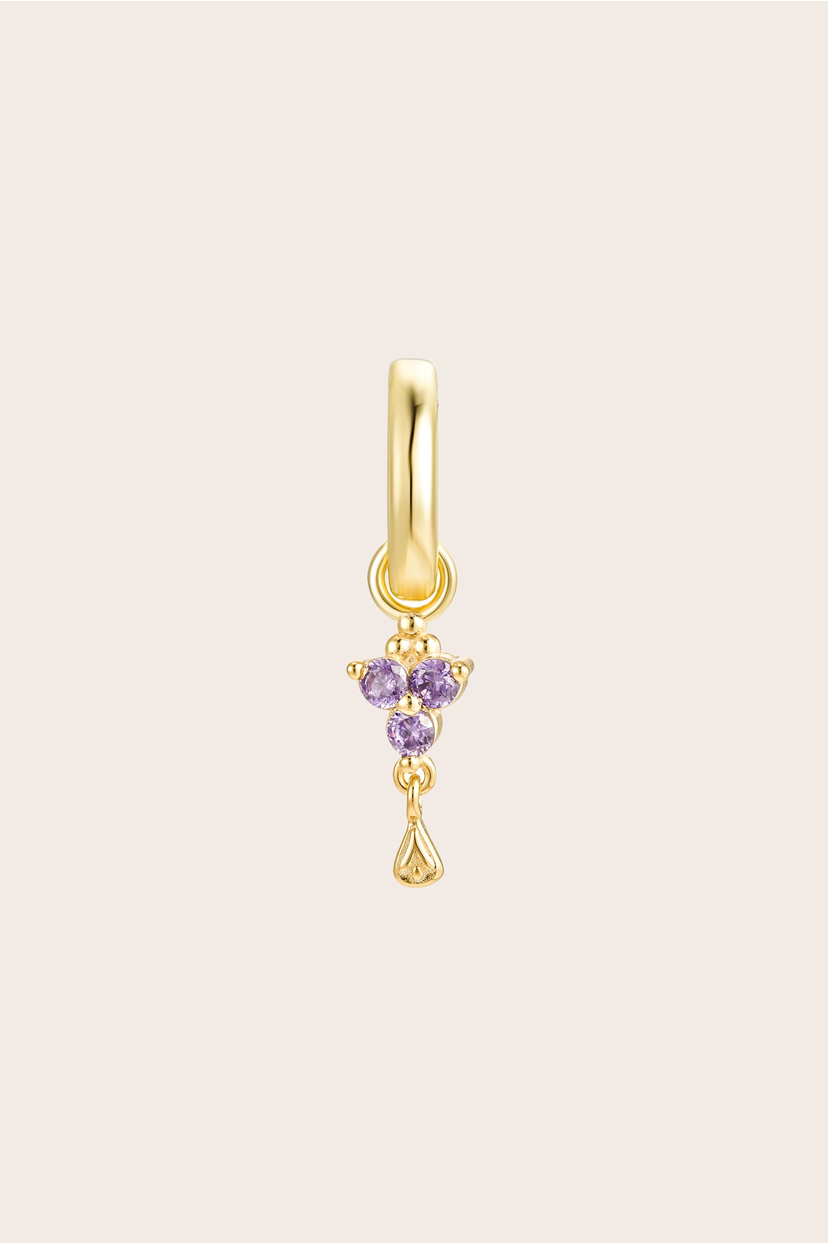Gold Birthstone Charm - February/Amethyst