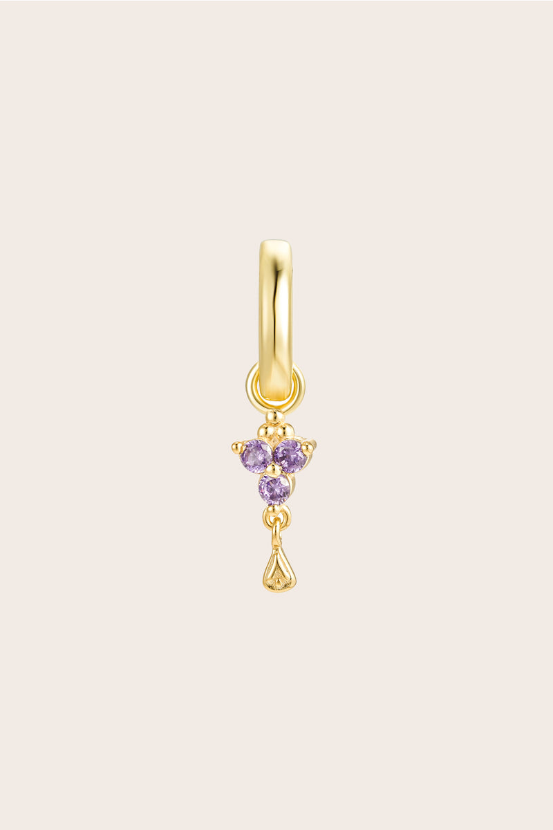 Gold Birthstone Charm - February/Amethyst