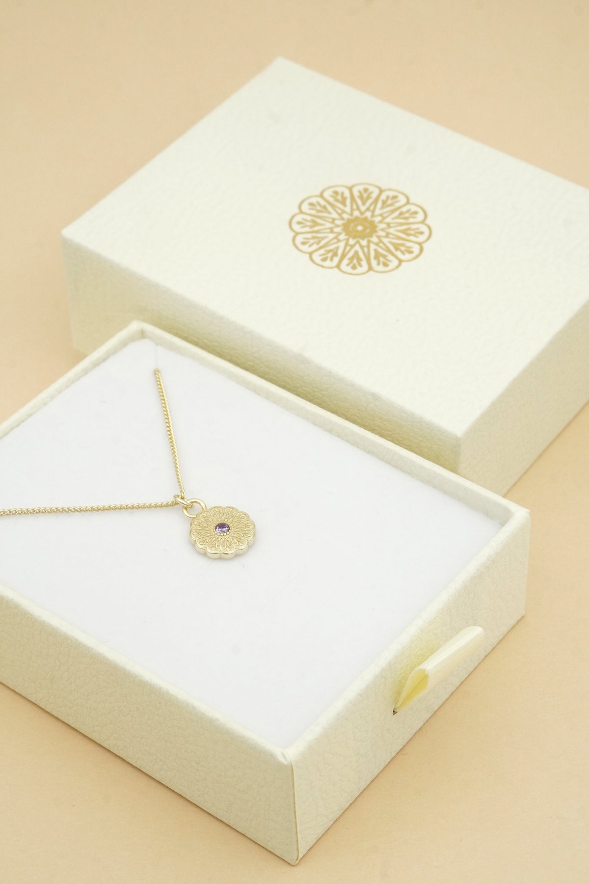 Gold Birthstone Necklace - February/Amethyst