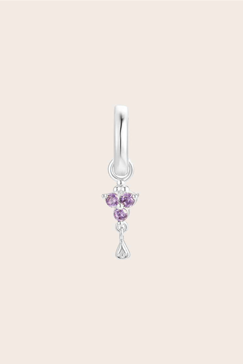 Silver Birthstone Charm - February/Amethyst