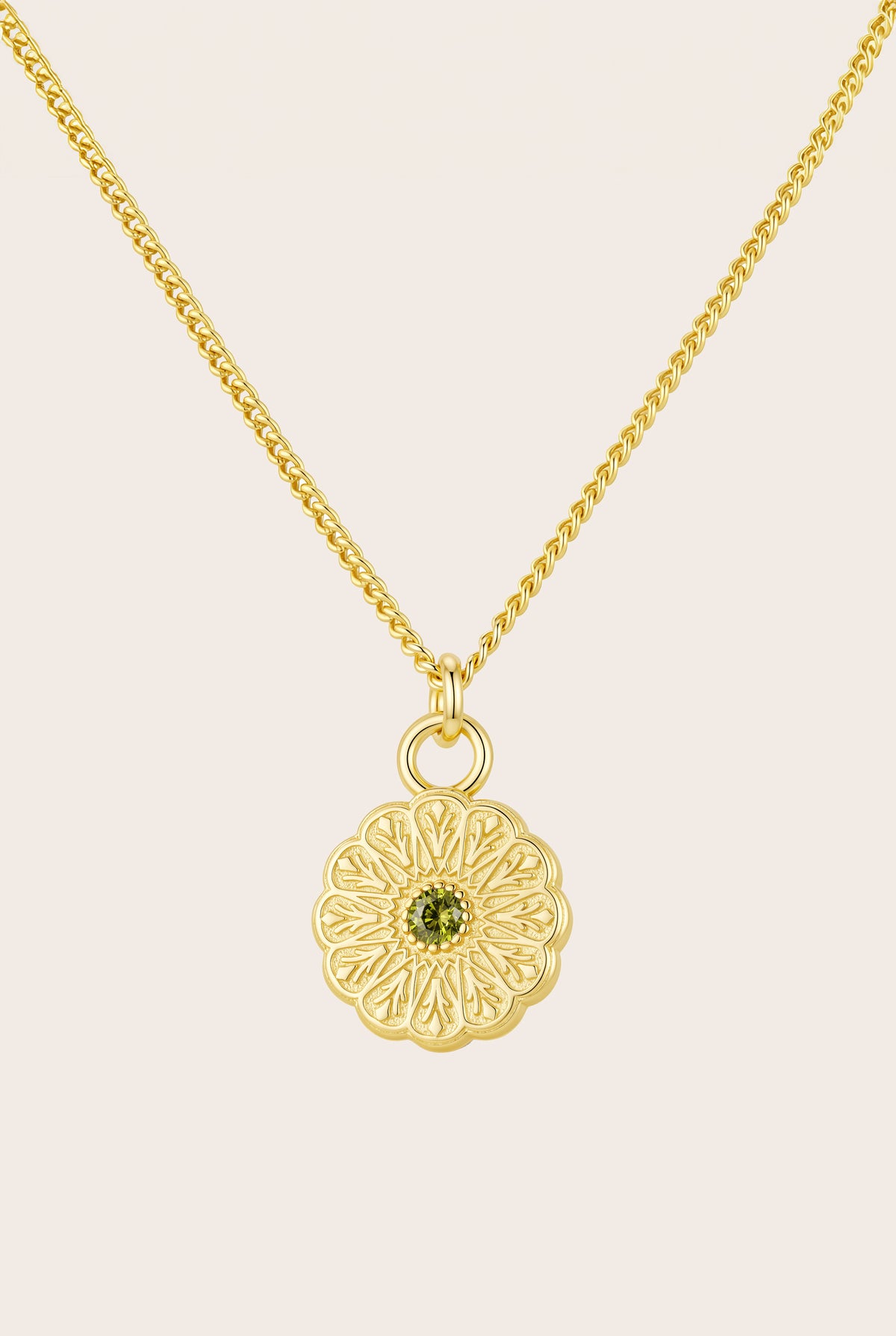 Gold Birthstone Necklace - August/Peridot