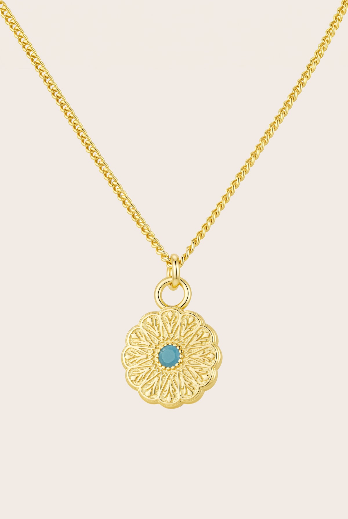 Gold Birthstone Necklace - December/Turquoise