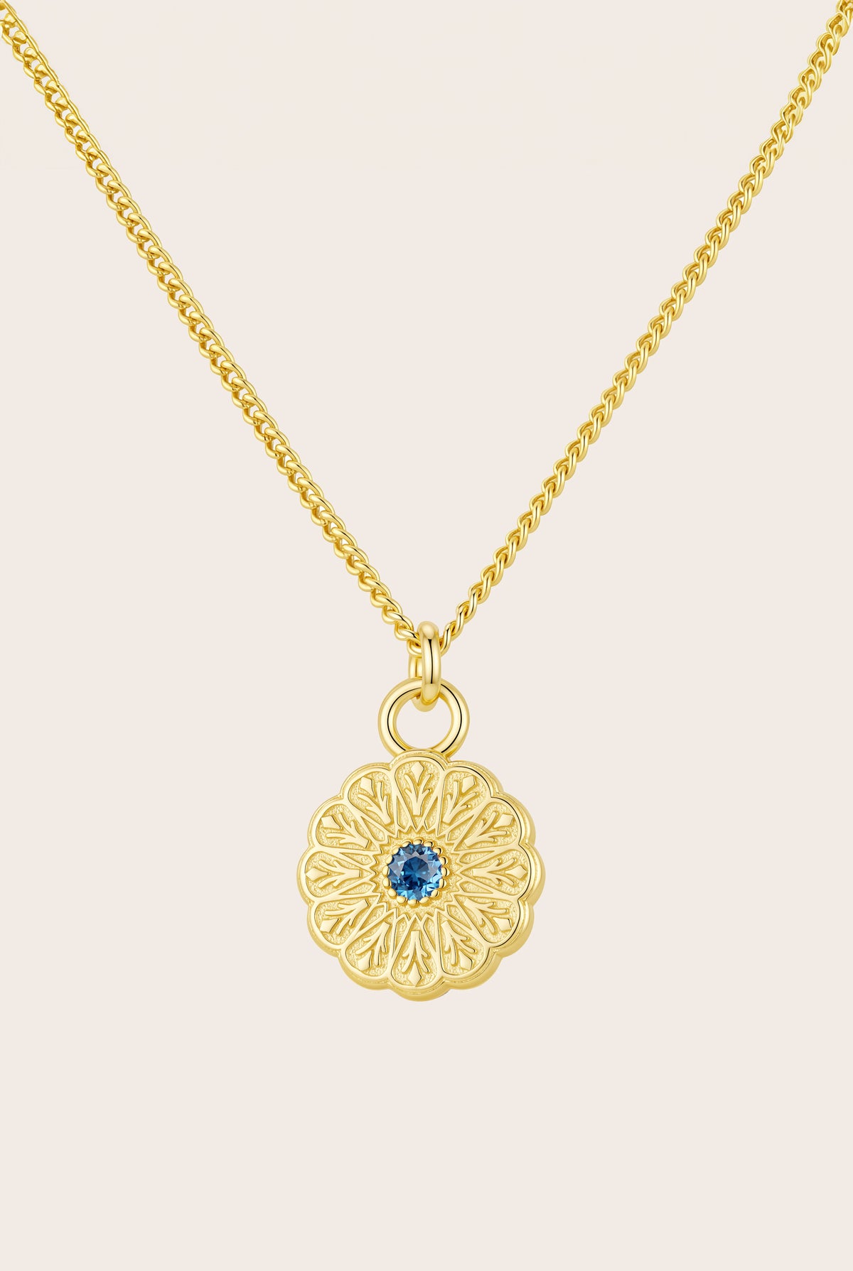 Gold Birthstone Necklace - March/Aquamarine