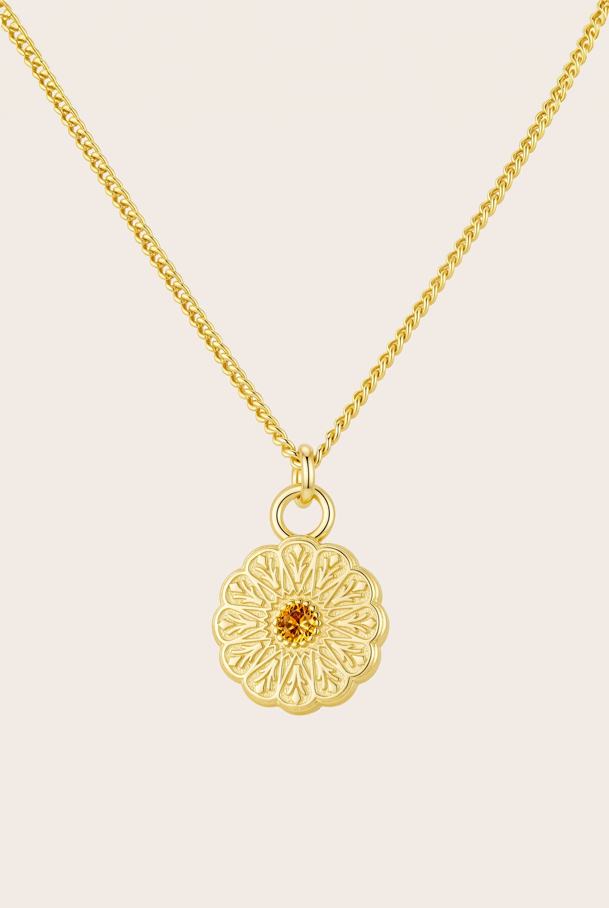 Gold Birthstone Necklace - November/Citrine