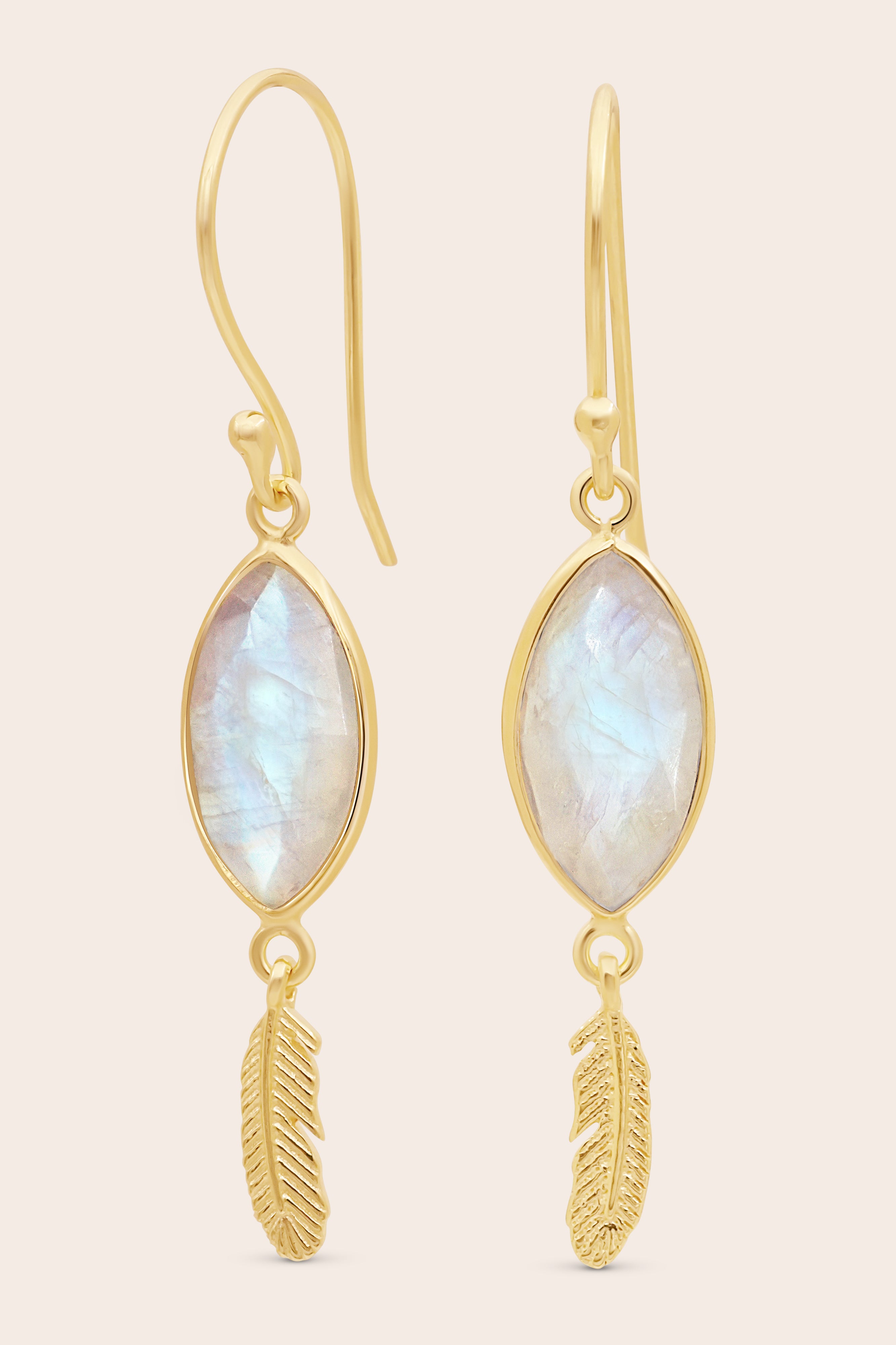 Guardian Angel Moonstone Earrings - Gold