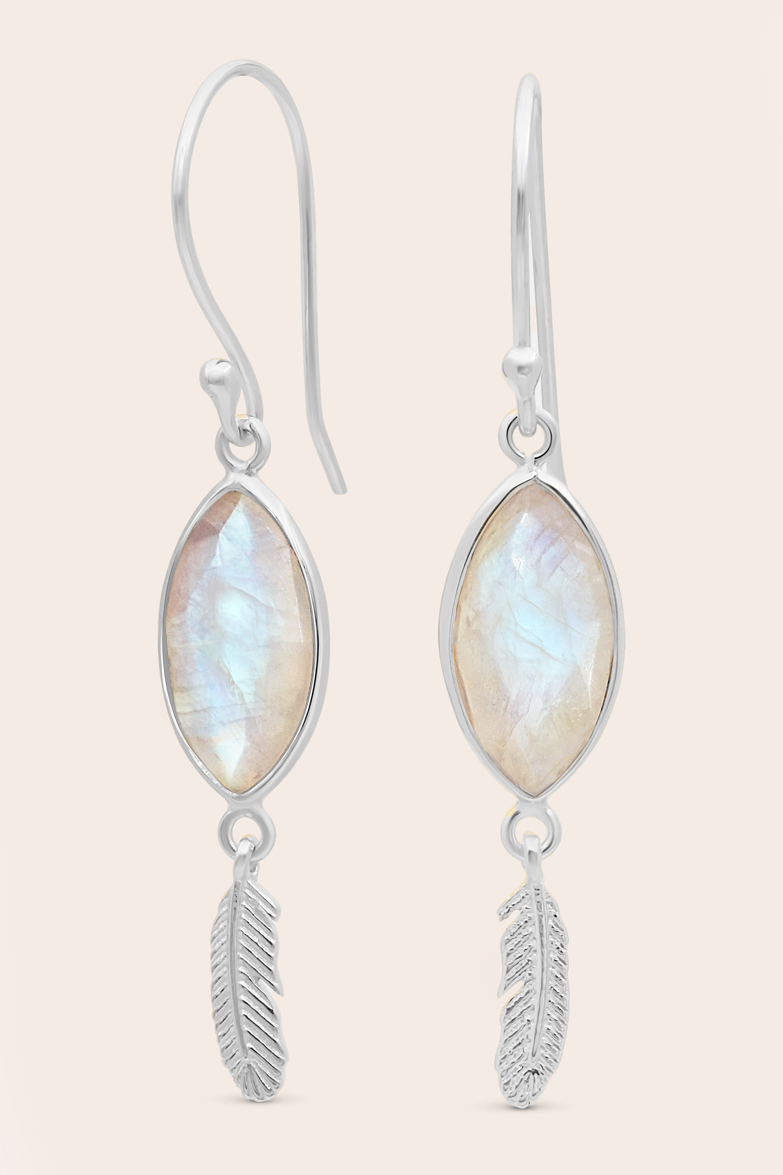Guardian Angel Moonstone Earrings - Silver