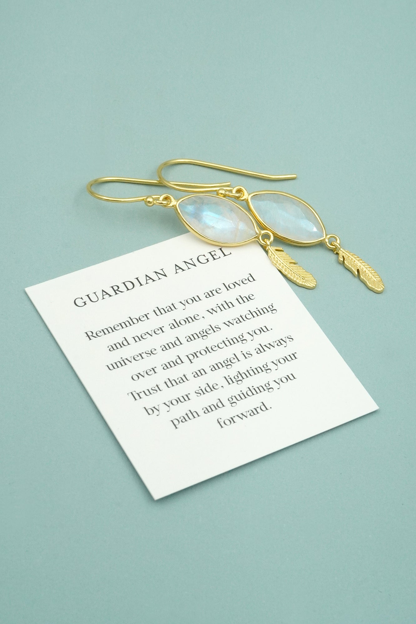 Guardian Angel Moonstone Earrings - Gold