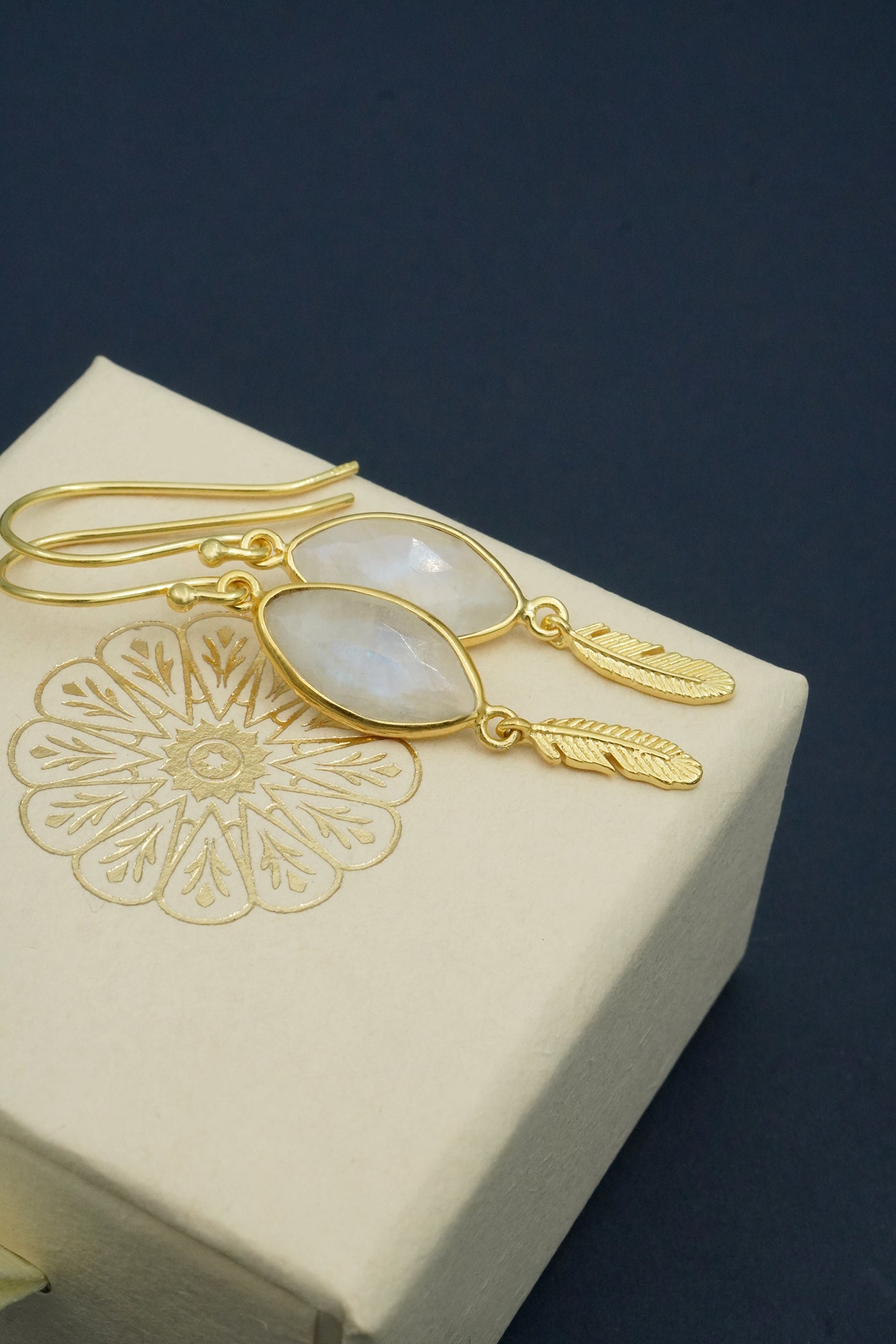 Guardian Angel Moonstone Earrings - Gold