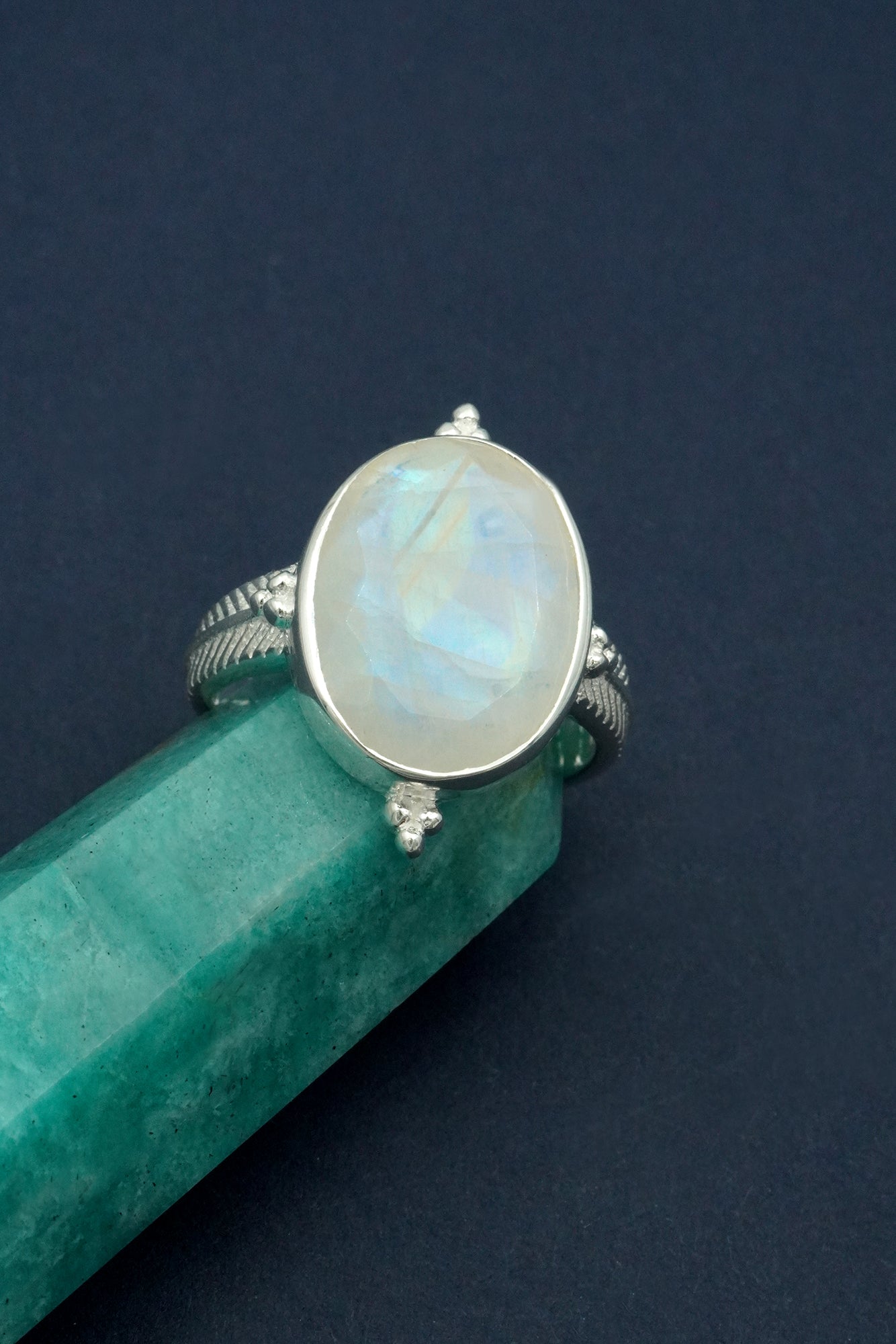 Guardian Angel Moonstone Ring - Silver