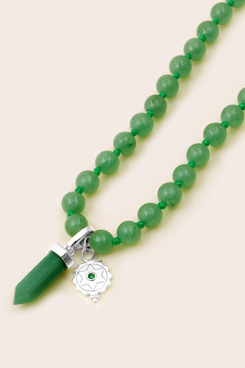 Heart Chakra Mala Necklace - Silver