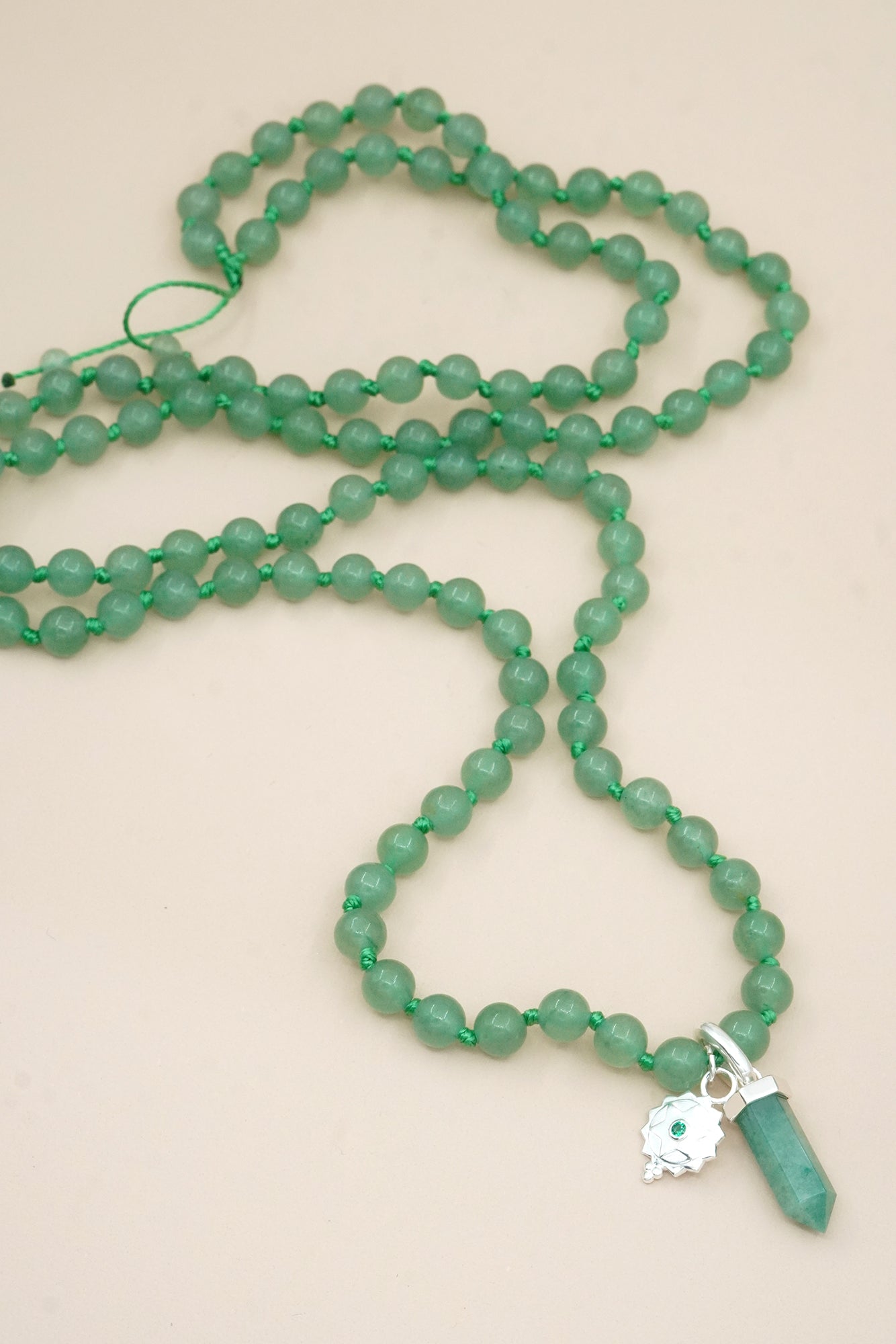 Heart Chakra Mala Necklace - Silver