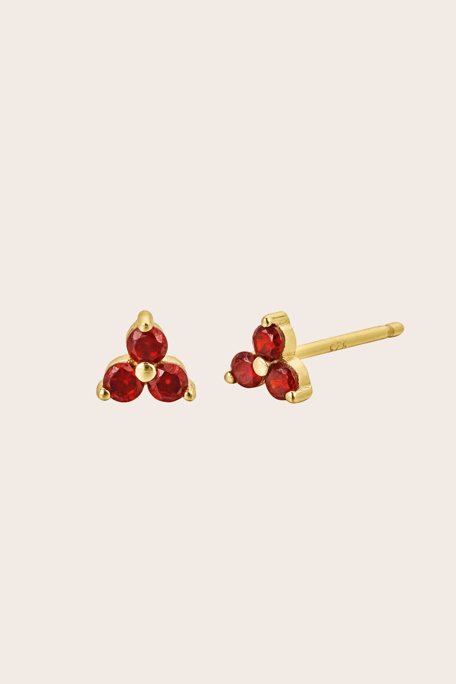 Gold Birthstone Studs - January/Garnet