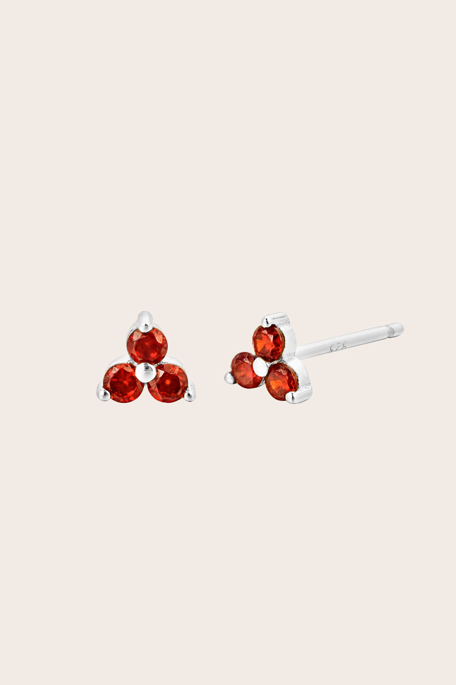 Silver Birthstone Studs - January/Garnet