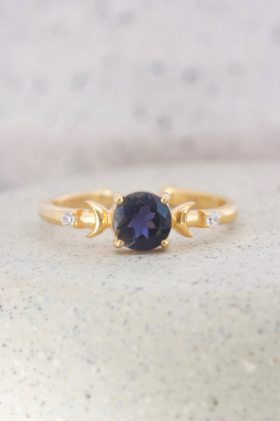 Jewellery NZ Gold and Iolite purple gemstone ring