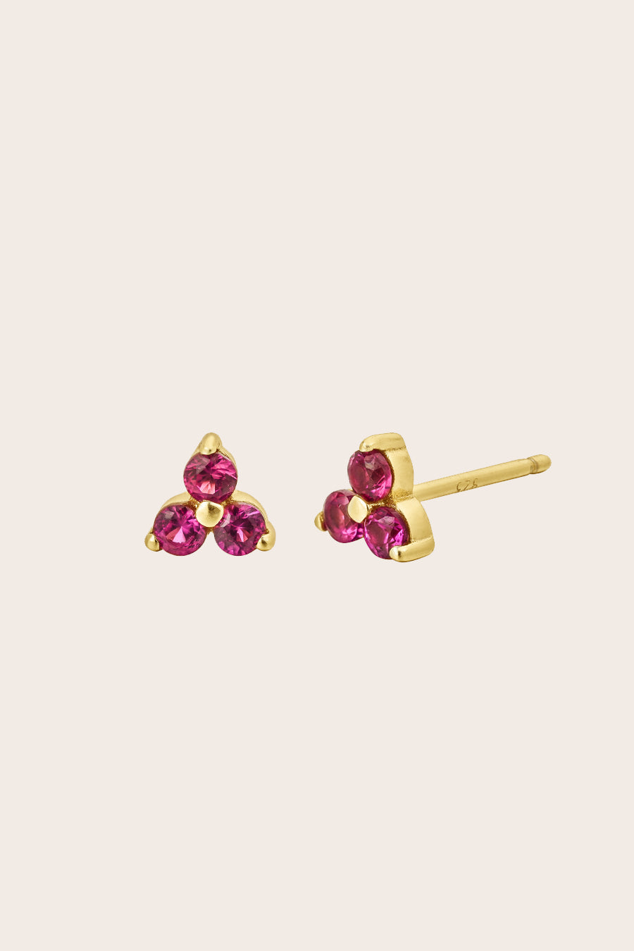 Gold Birthstone Studs - July/Ruby