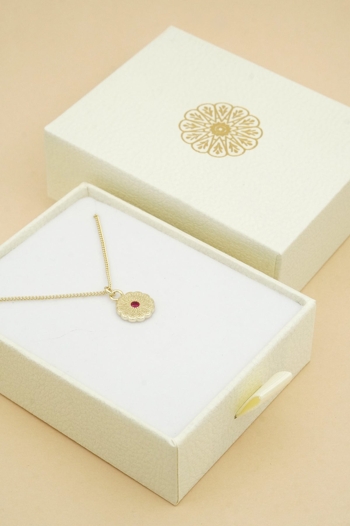 Gold Birthstone Necklace - July/Ruby