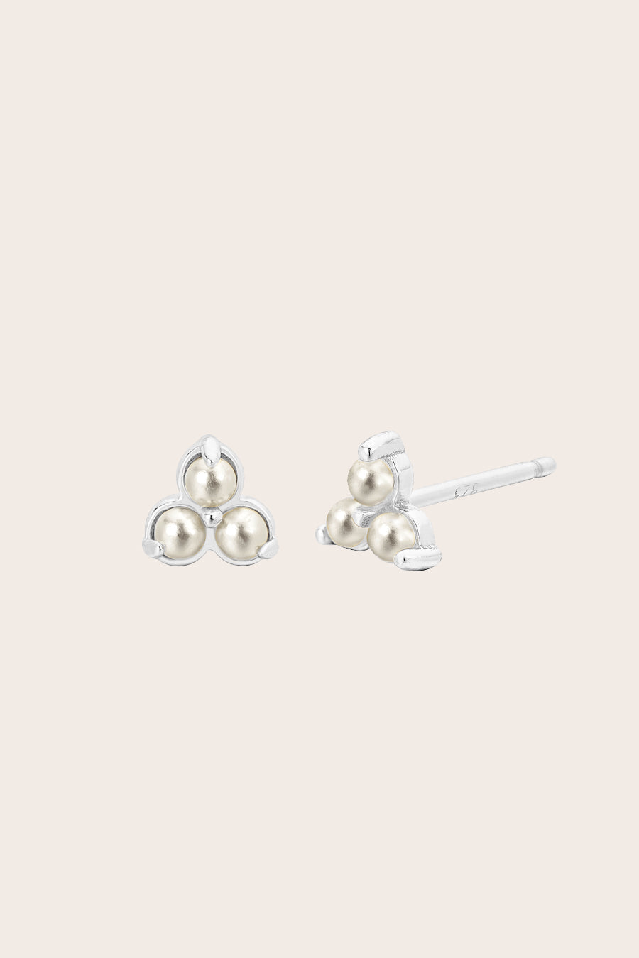 Silver Birthstone Studs - June/Pearl