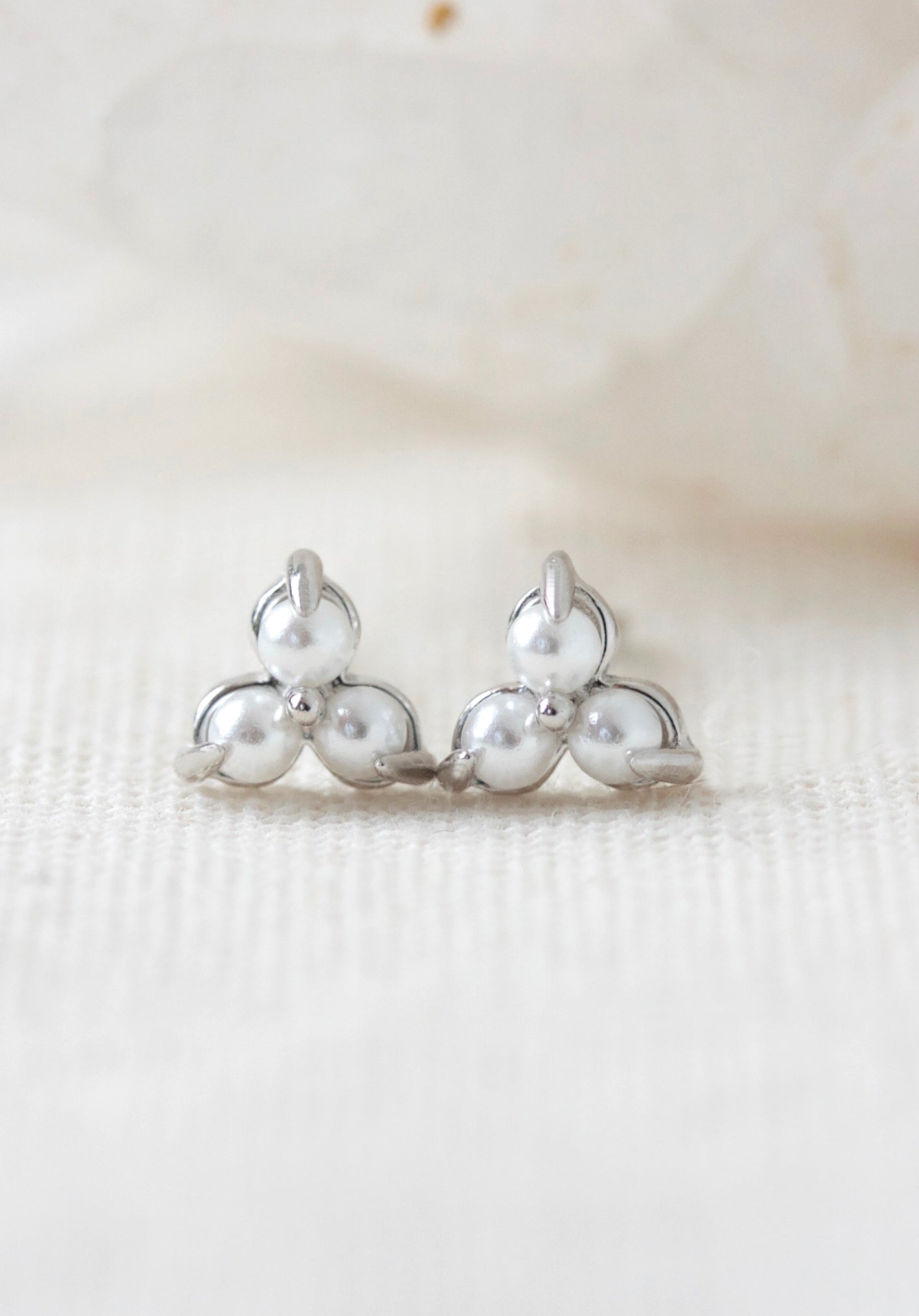Silver Birthstone Studs - June/Pearl