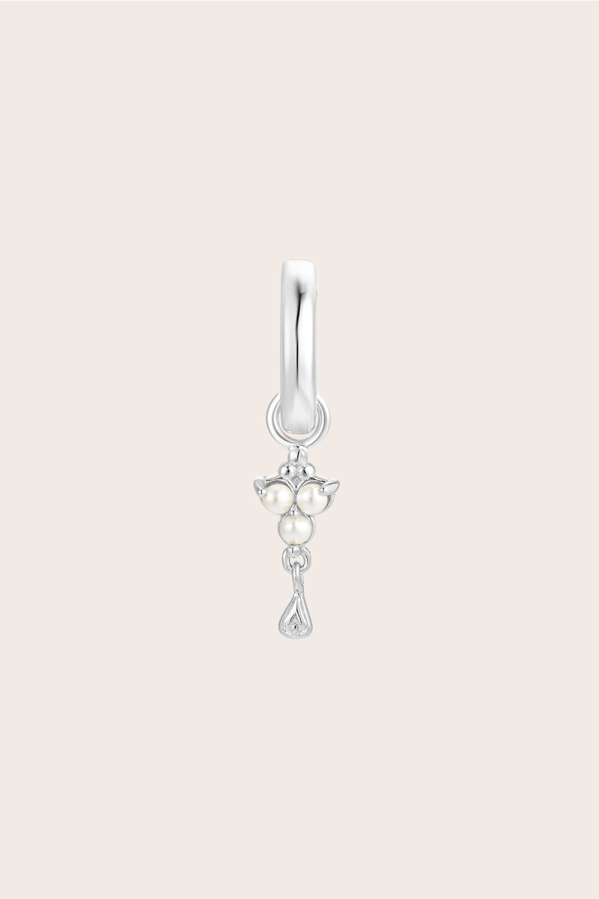 Silver Birthstone Charm - June/Pearl
