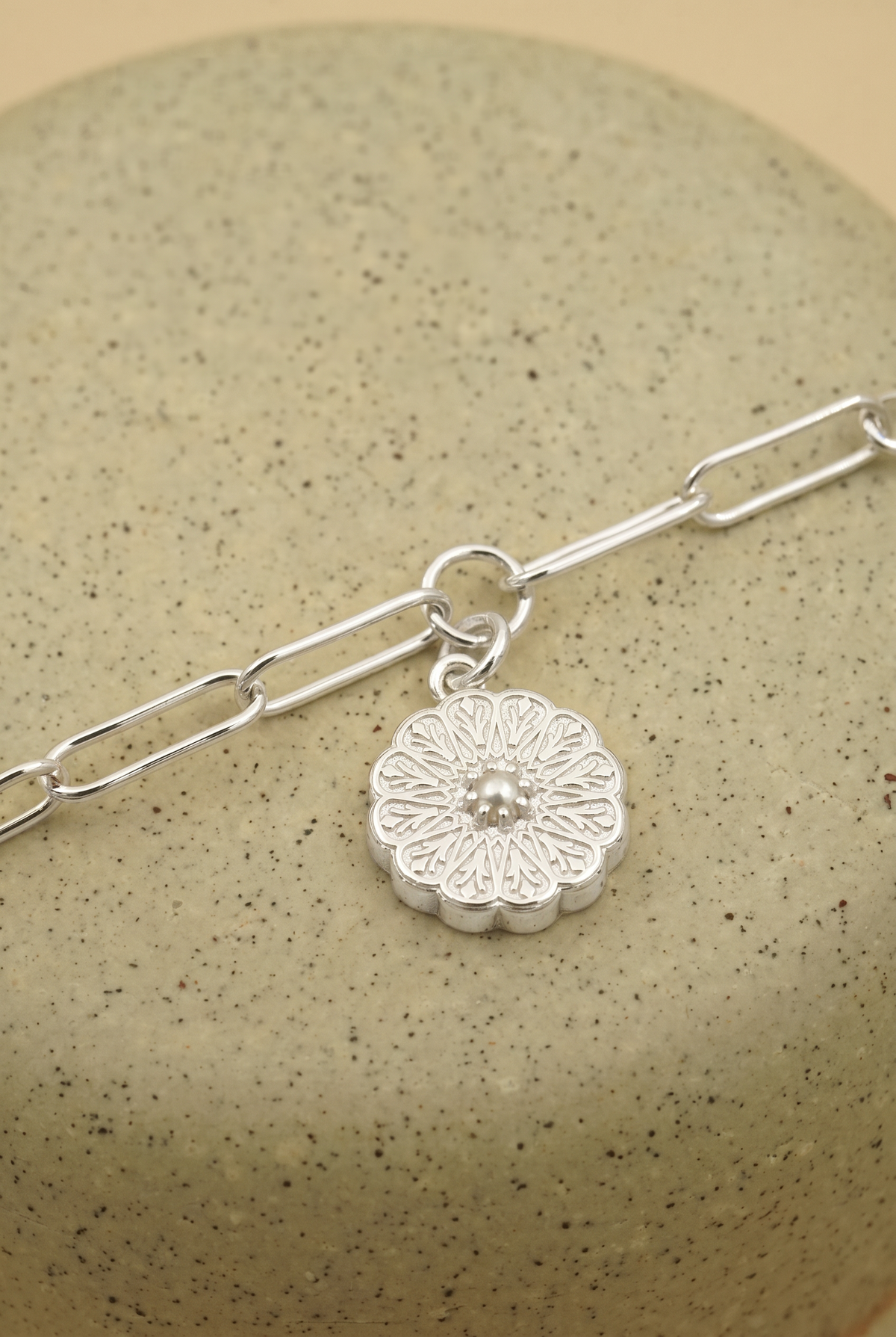 Silver Birthstone Bracelet - June/Pearl