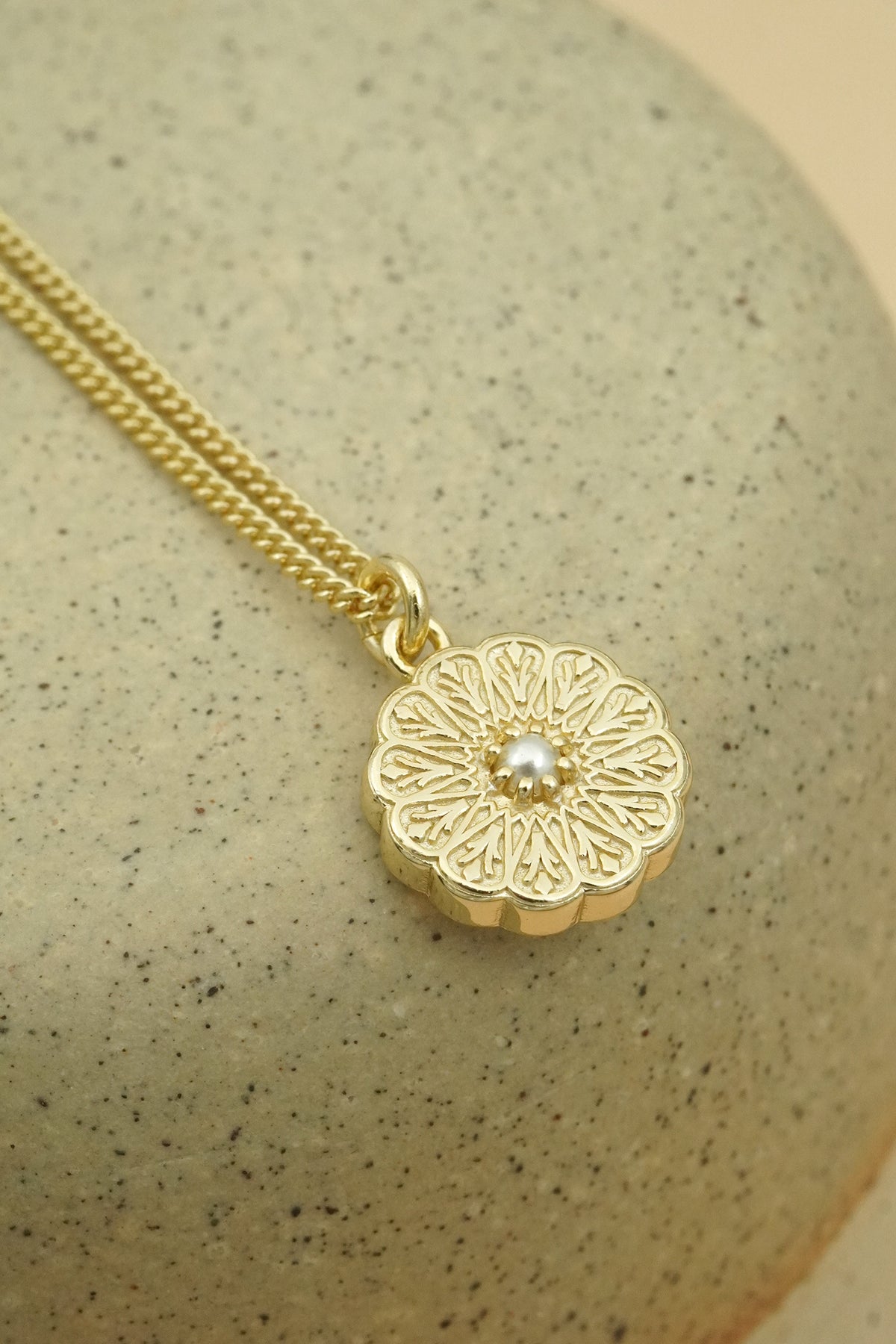 Gold Birthstone Necklace - June/Pearl