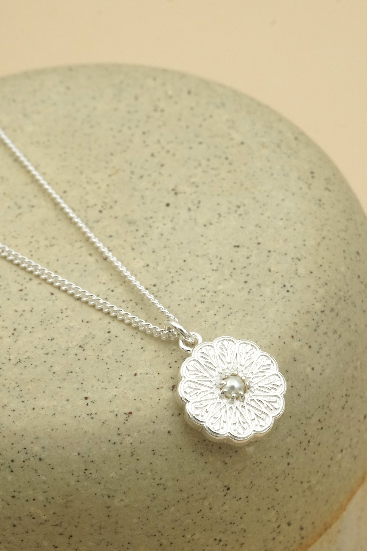 Silver Birthstone Necklace - June/Pearl