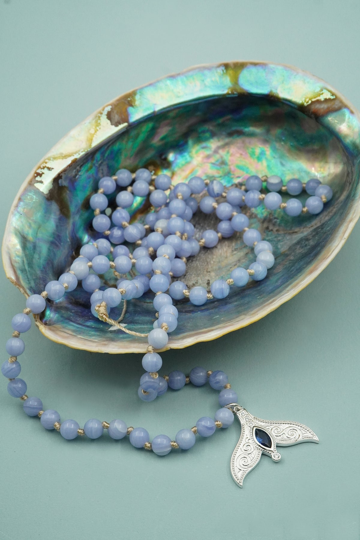 Silver Spirit Whale Mala Necklace