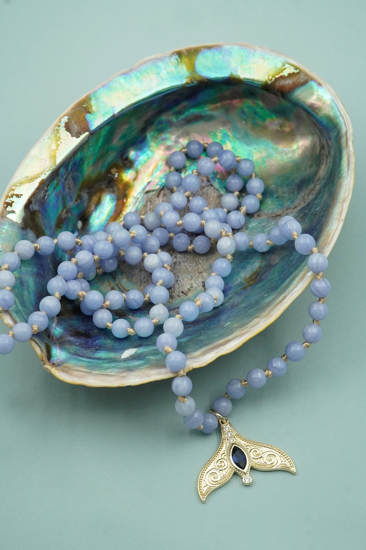 Gold Spirit Whale Mala Necklace