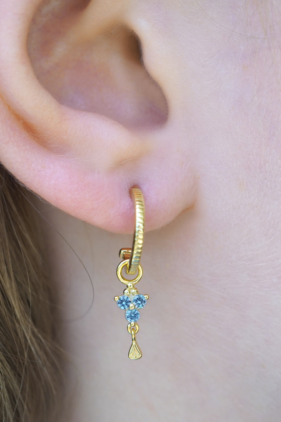 Gold Birthstone Hoops - March/Aquamarine