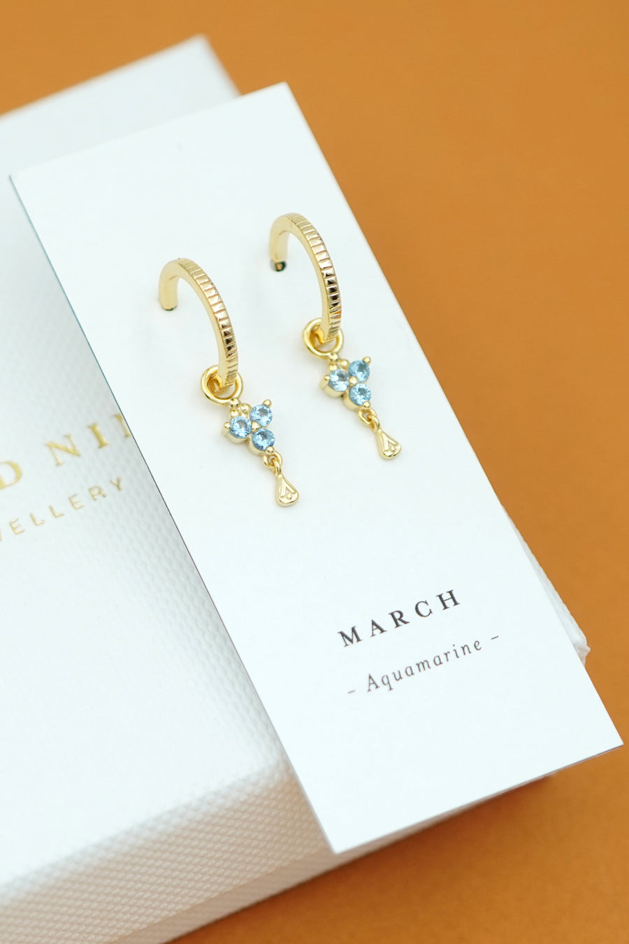 Gold Birthstone Hoops - March/Aquamarine