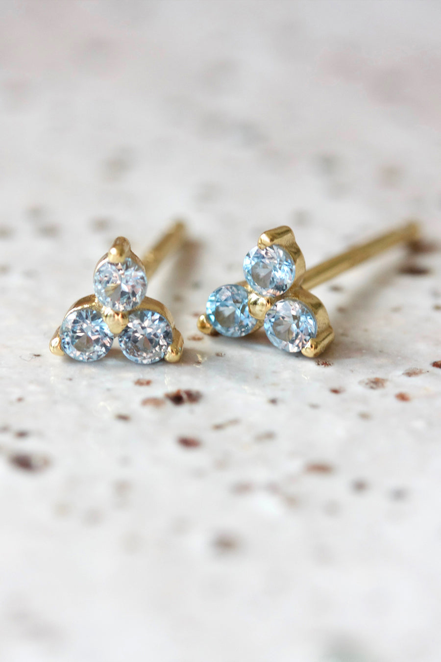 Gold Birthstone Studs - March/Aquamarine