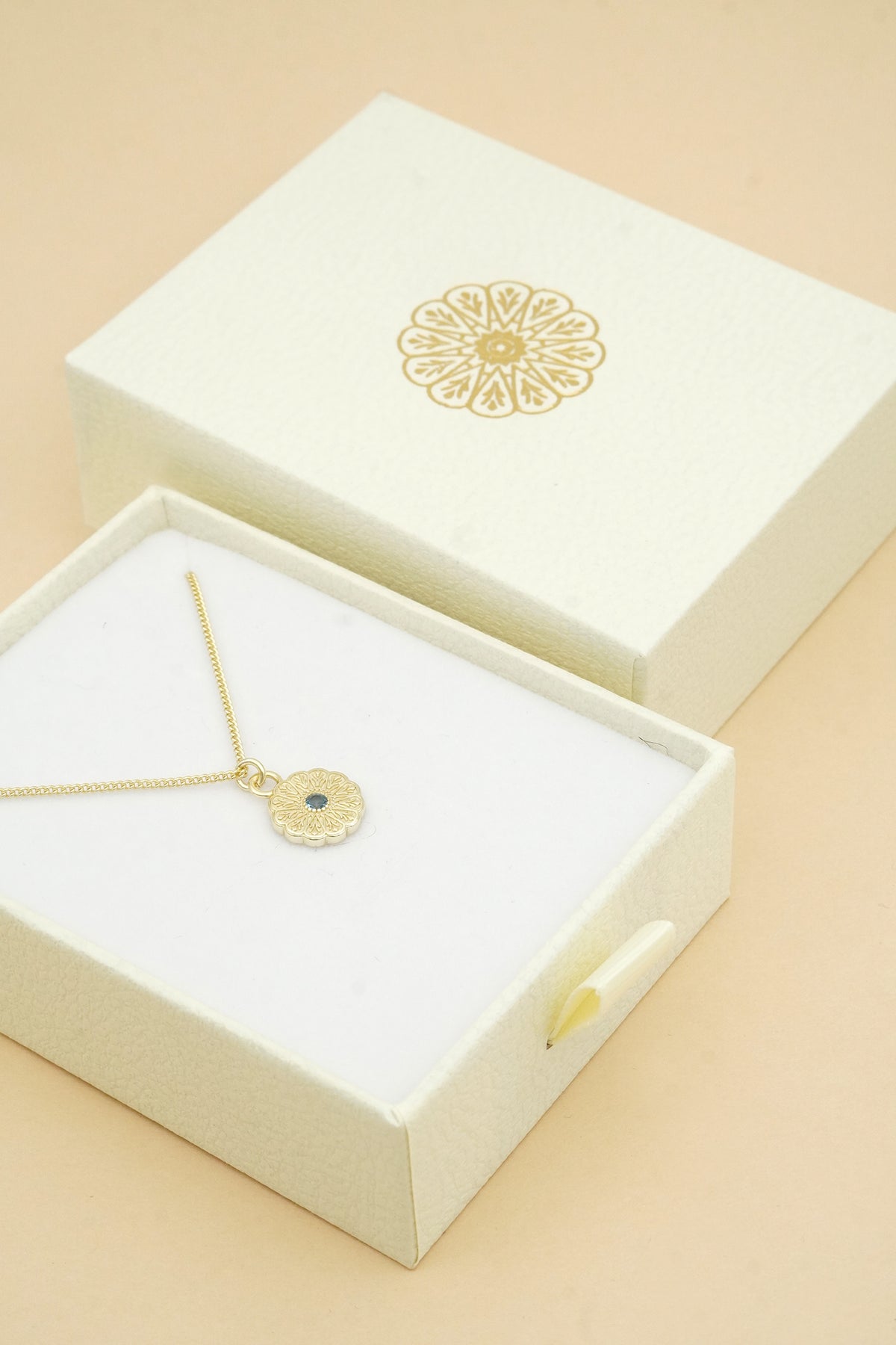 Gold Birthstone Necklace - March/Aquamarine