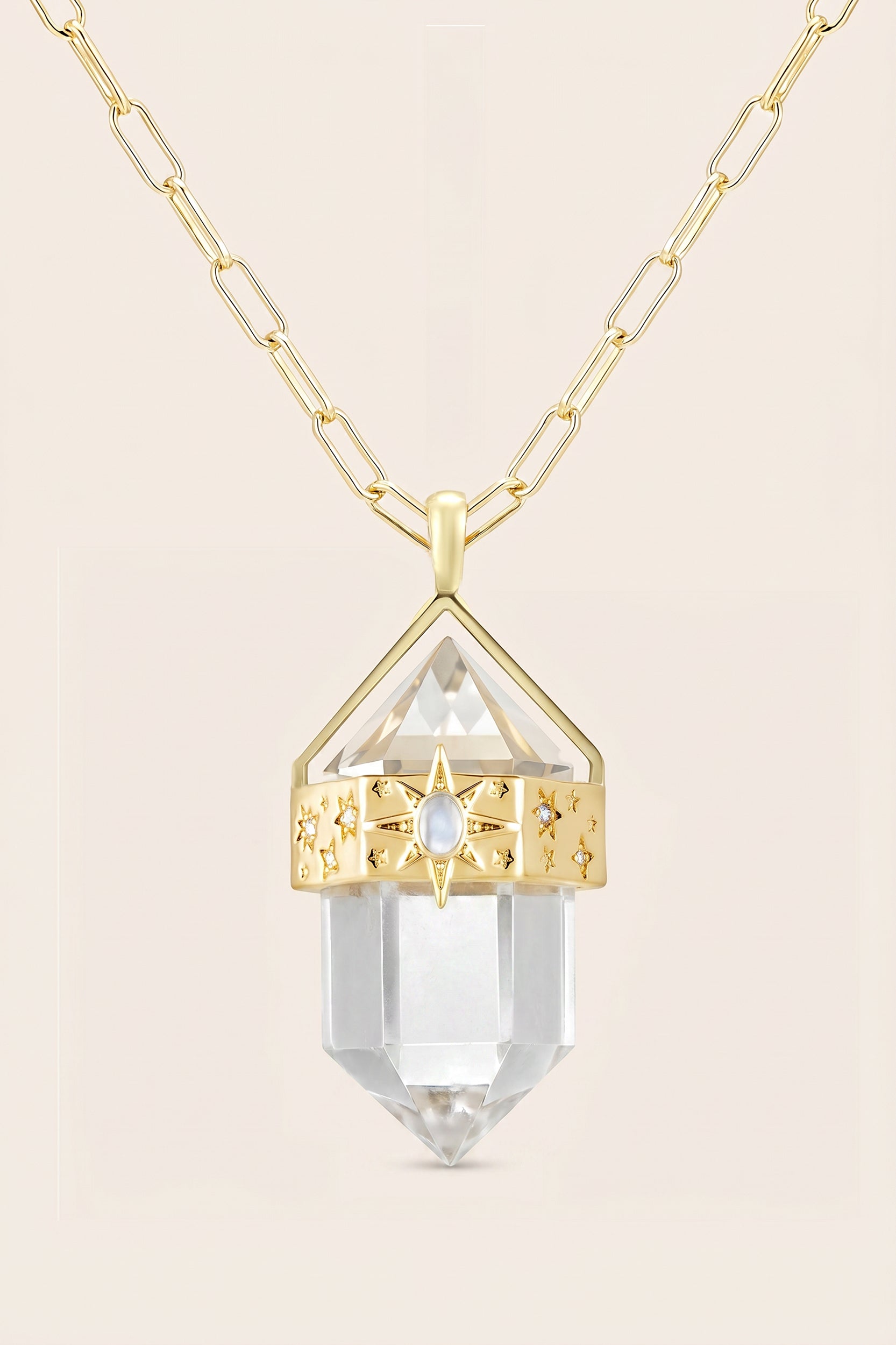 Matariki Clear Quartz Necklace - Gold