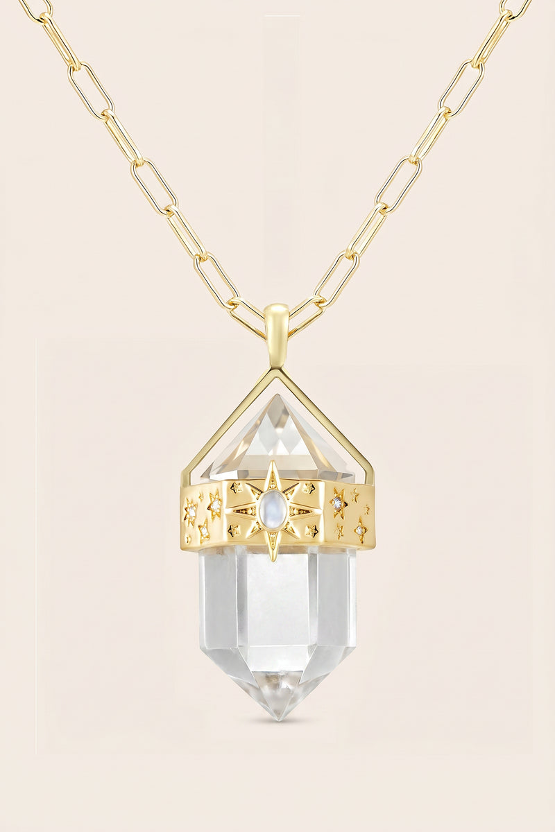 Matariki Clear Quartz Necklace - Gold