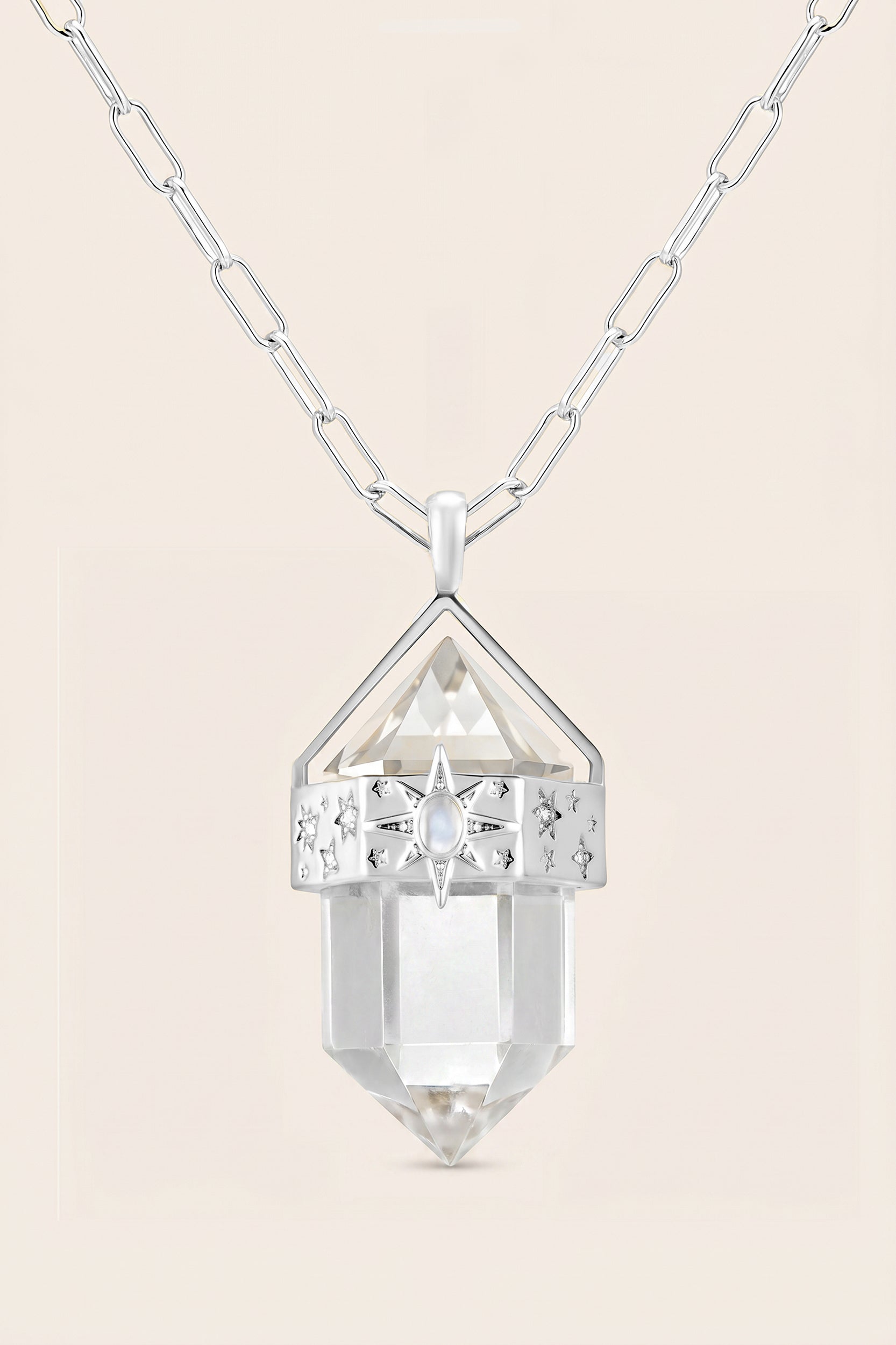 Matariki Clear Quartz Necklace - Silver