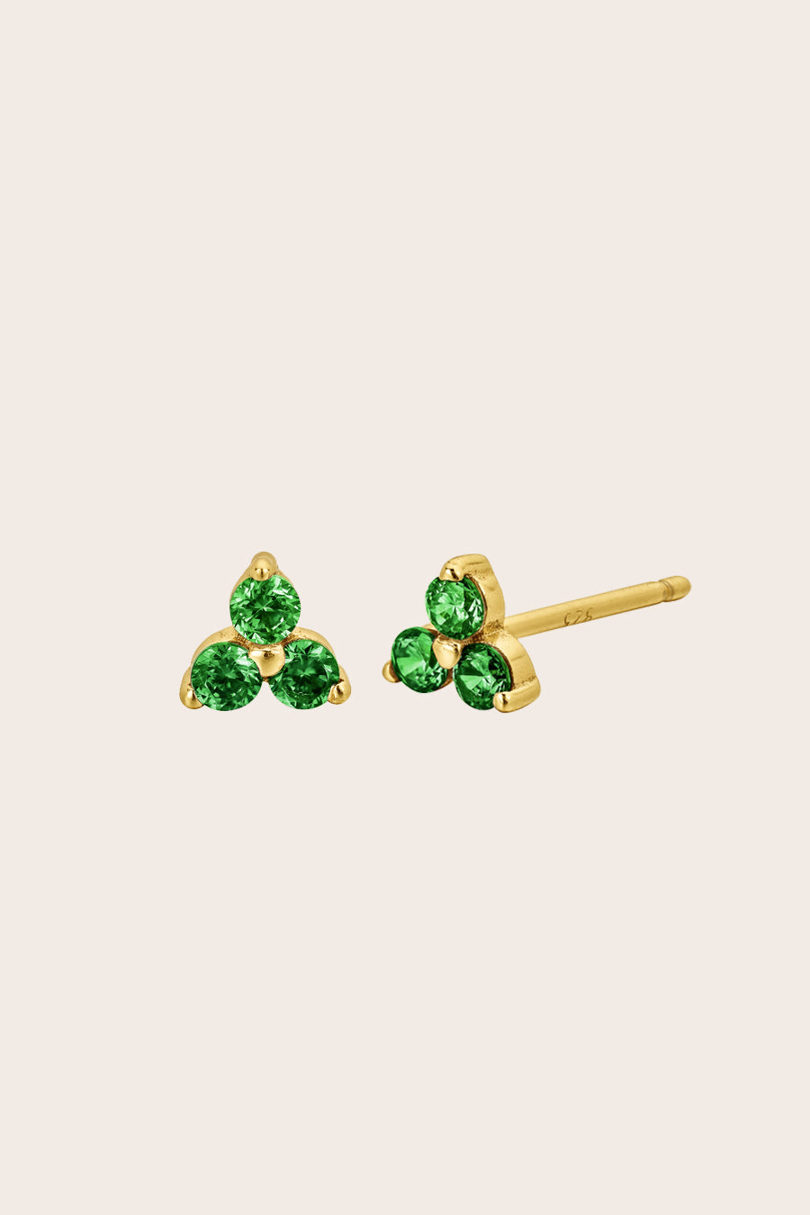 Gold Birthstone Studs - May/Emerald