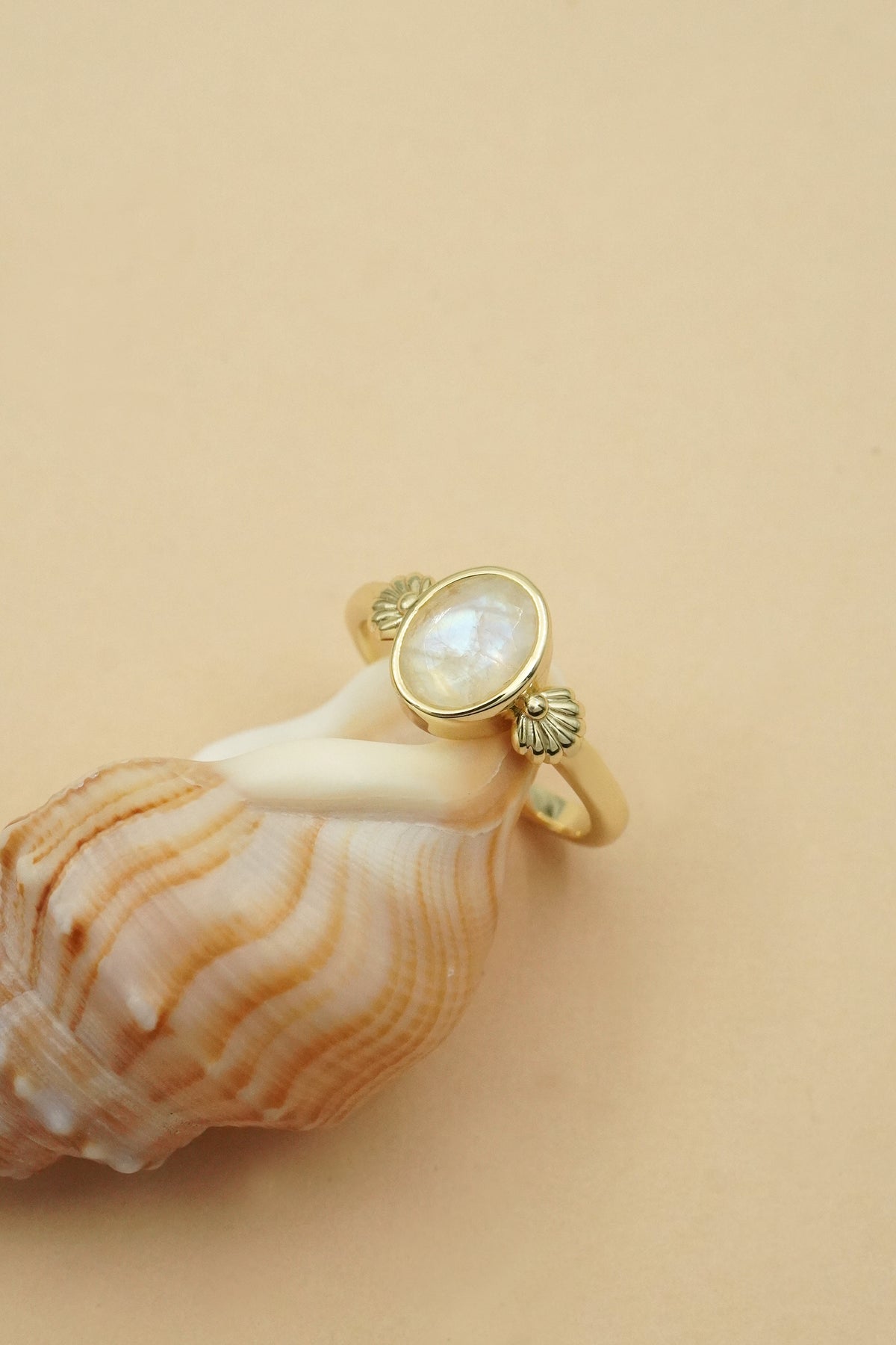 Gold Moonstone Intuition Ring