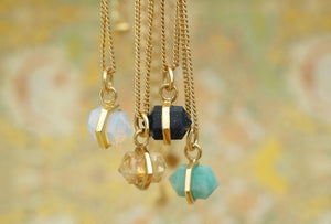 yellow citrine abundance crystal necklace in silver